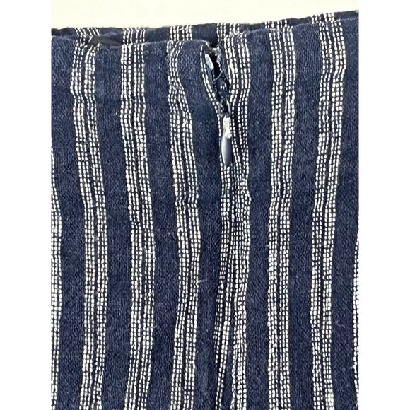 Forever 21 Blue White Linen Blend Striped Button Front Mini Skirt Medium - Picture 8 of 12
